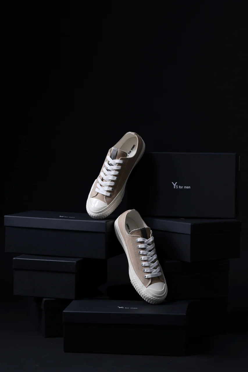 Y's for men LOW TOP SNEAKER / COTTON CANVAS (BEIGE) - Image 25