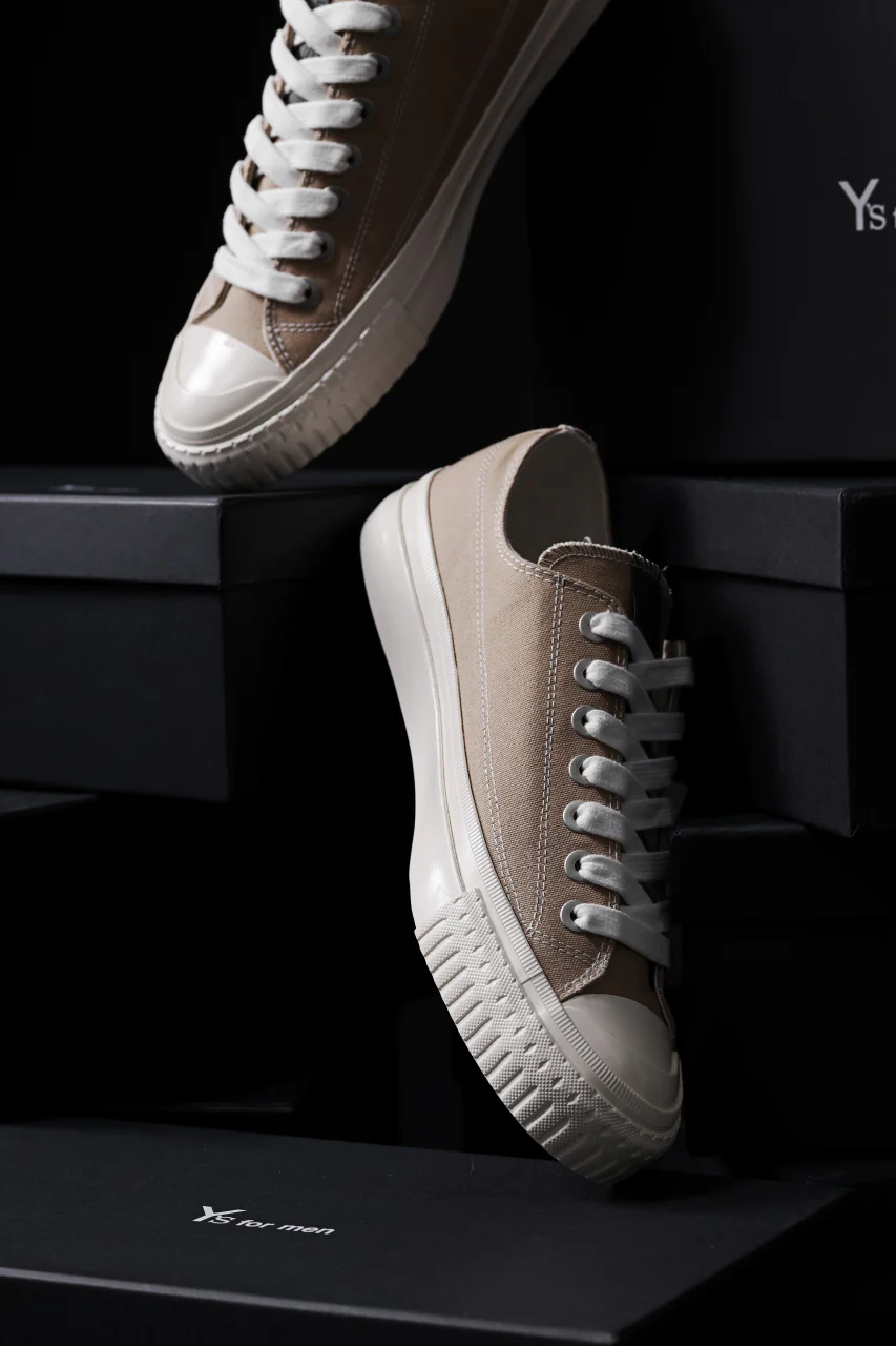 Y's for men LOW TOP SNEAKER / COTTON CANVAS (BEIGE) - Image 26