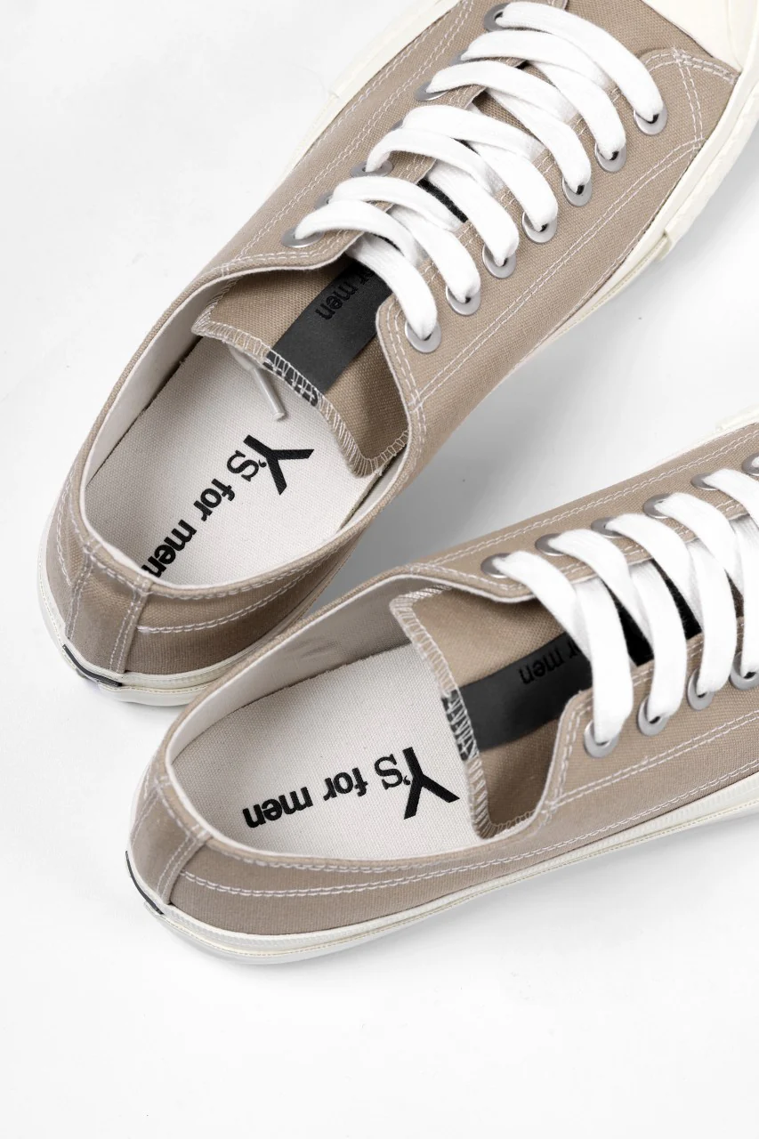 Y's for men LOW TOP SNEAKER / COTTON CANVAS (BEIGE) - Image 9