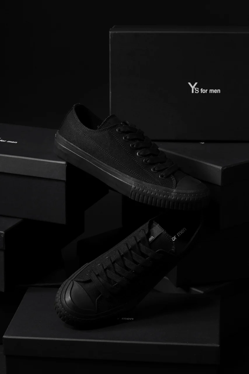 Y's for men LOW TOP SNEAKER / COTTON CANVAS (BLACK) - Image 17