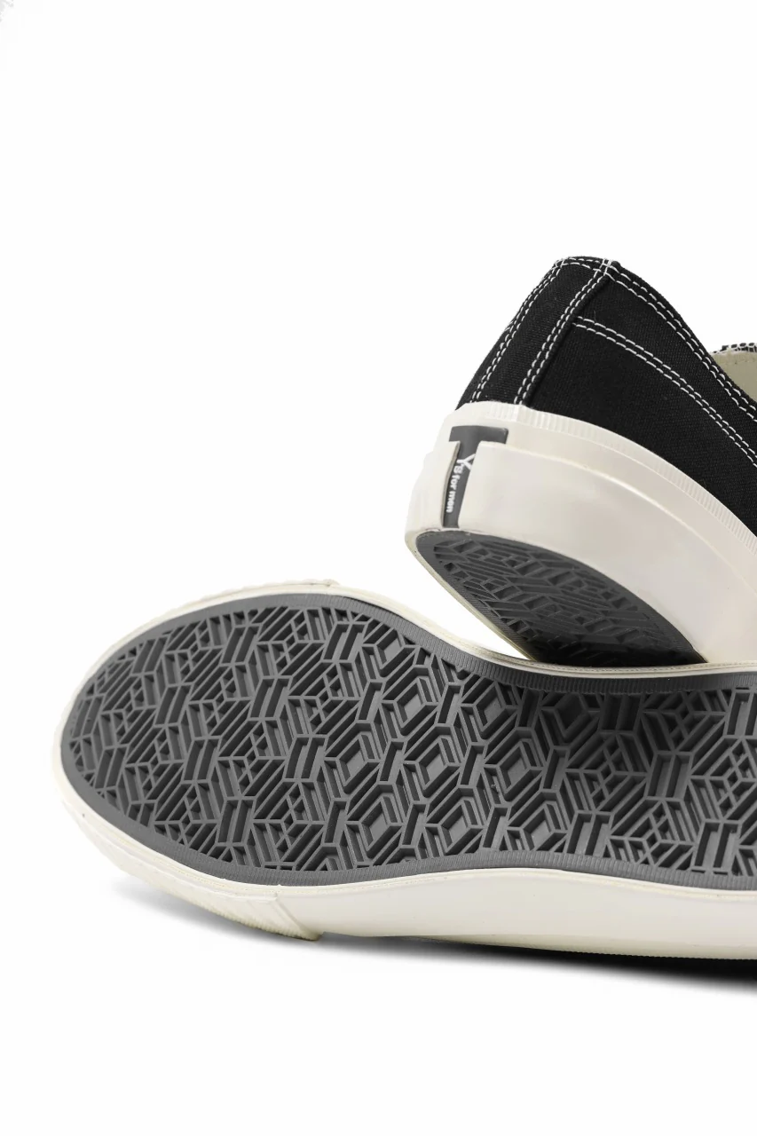 Y's for men LOW TOP SNEAKER / COTTON CANVAS (BLACK x WHITE) - Image 12