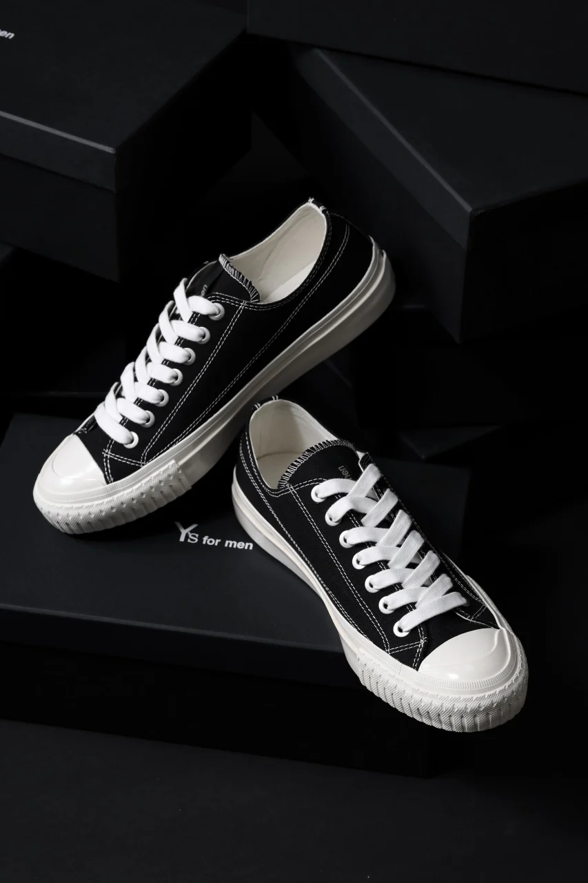 Y's for men LOW TOP SNEAKER / COTTON CANVAS (BLACK x WHITE) - Image 15