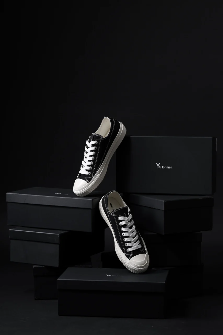 Y's for men LOW TOP SNEAKER / COTTON CANVAS (BLACK x WHITE) - Image 20