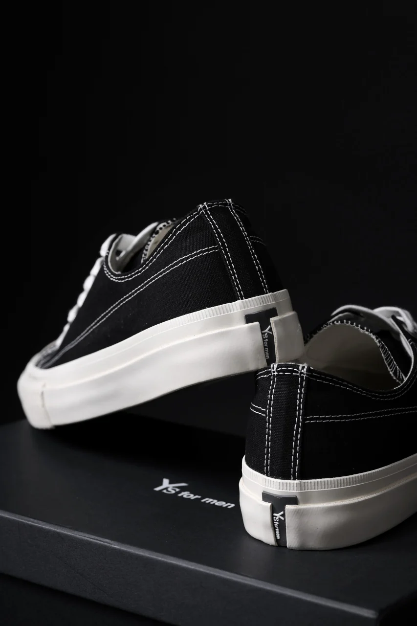 Y's for men LOW TOP SNEAKER / COTTON CANVAS (BLACK x WHITE) - Image 22