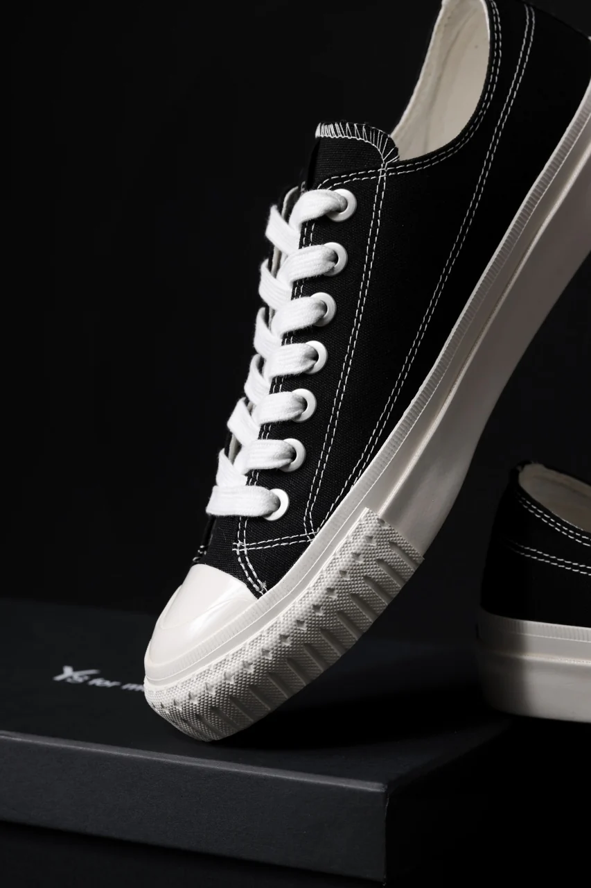 Y's for men LOW TOP SNEAKER / COTTON CANVAS (BLACK x WHITE) - Image 23