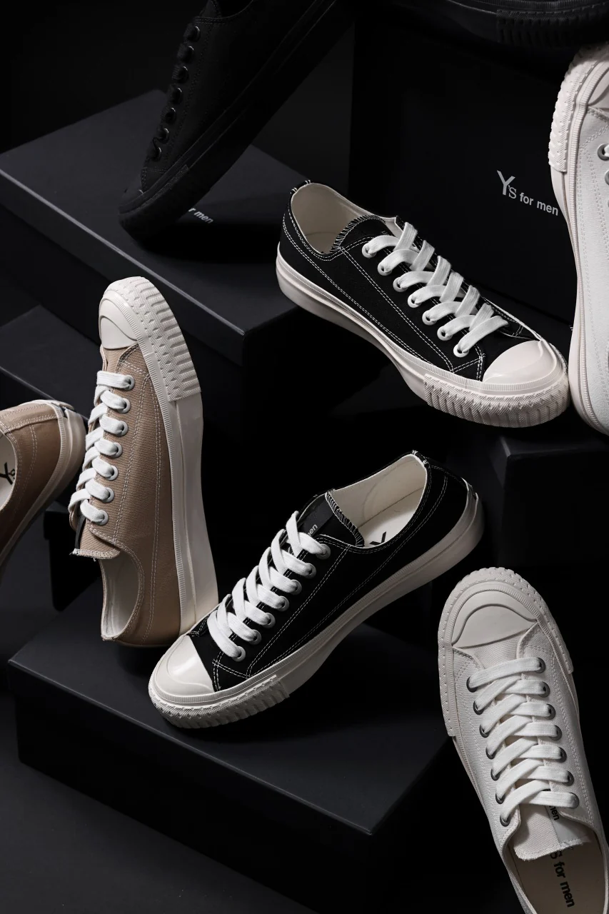 Y's for men LOW TOP SNEAKER / COTTON CANVAS (BLACK x WHITE) - Image 26