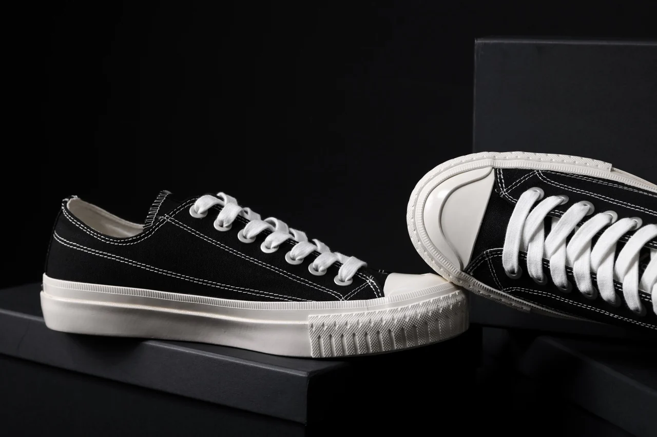 Y's for men LOW TOP SNEAKER / COTTON CANVAS (BLACK x WHITE) - Image 28