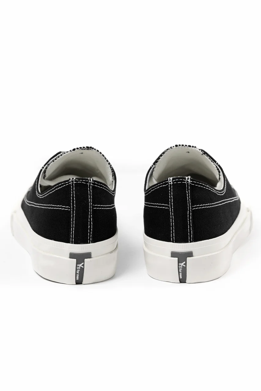 Y's for men LOW TOP SNEAKER / COTTON CANVAS (BLACK x WHITE) - Image 4