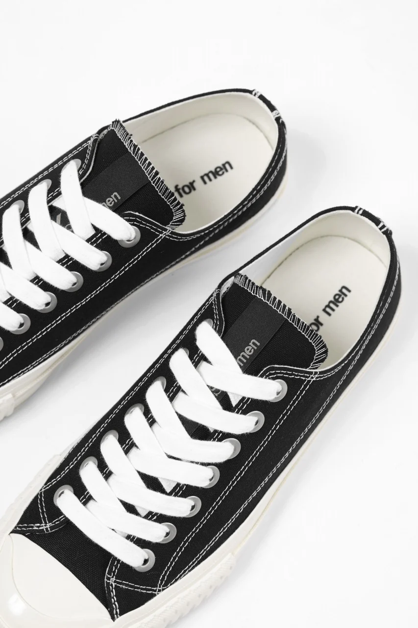 Y's for men LOW TOP SNEAKER / COTTON CANVAS (BLACK x WHITE) - Image 8