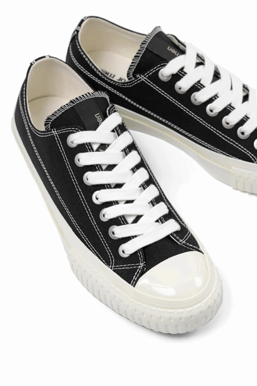 Y's for men LOW TOP SNEAKER / COTTON CANVAS (BLACK x WHITE) - Image 9