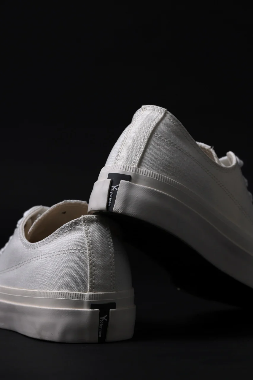 Y's for men LOW TOP SNEAKER / COTTON CANVAS (WHITE) - Image 14