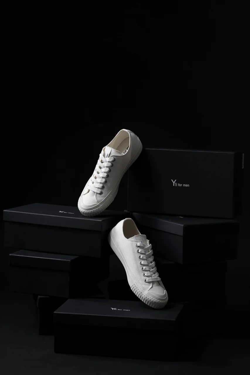 Y's for men LOW TOP SNEAKER / COTTON CANVAS (WHITE) - Image 21
