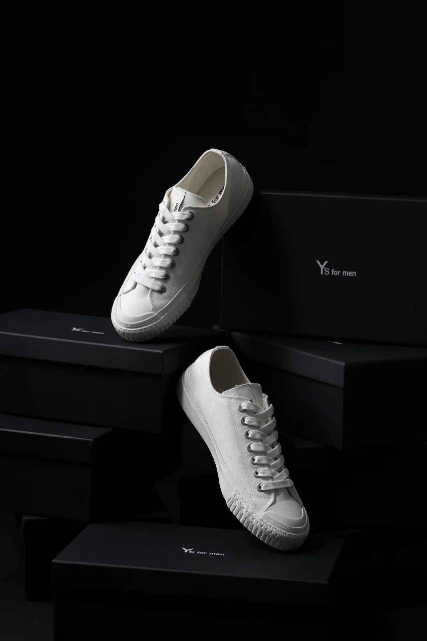 Y's for men LOW TOP SNEAKER / COTTON CANVAS (WHITE) - Image 22