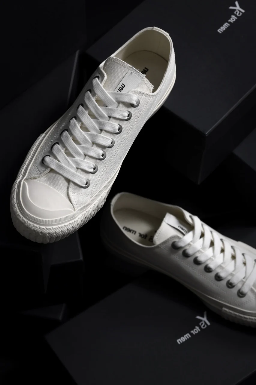 Y's for men LOW TOP SNEAKER / COTTON CANVAS (WHITE) - Image 26