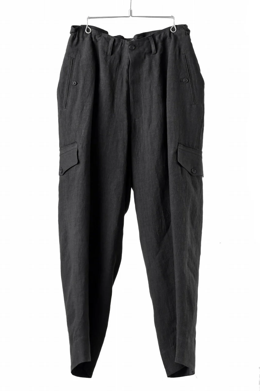 Y's for men MILITARY DETAIL PANTS / 40 LINEN (BLACK)