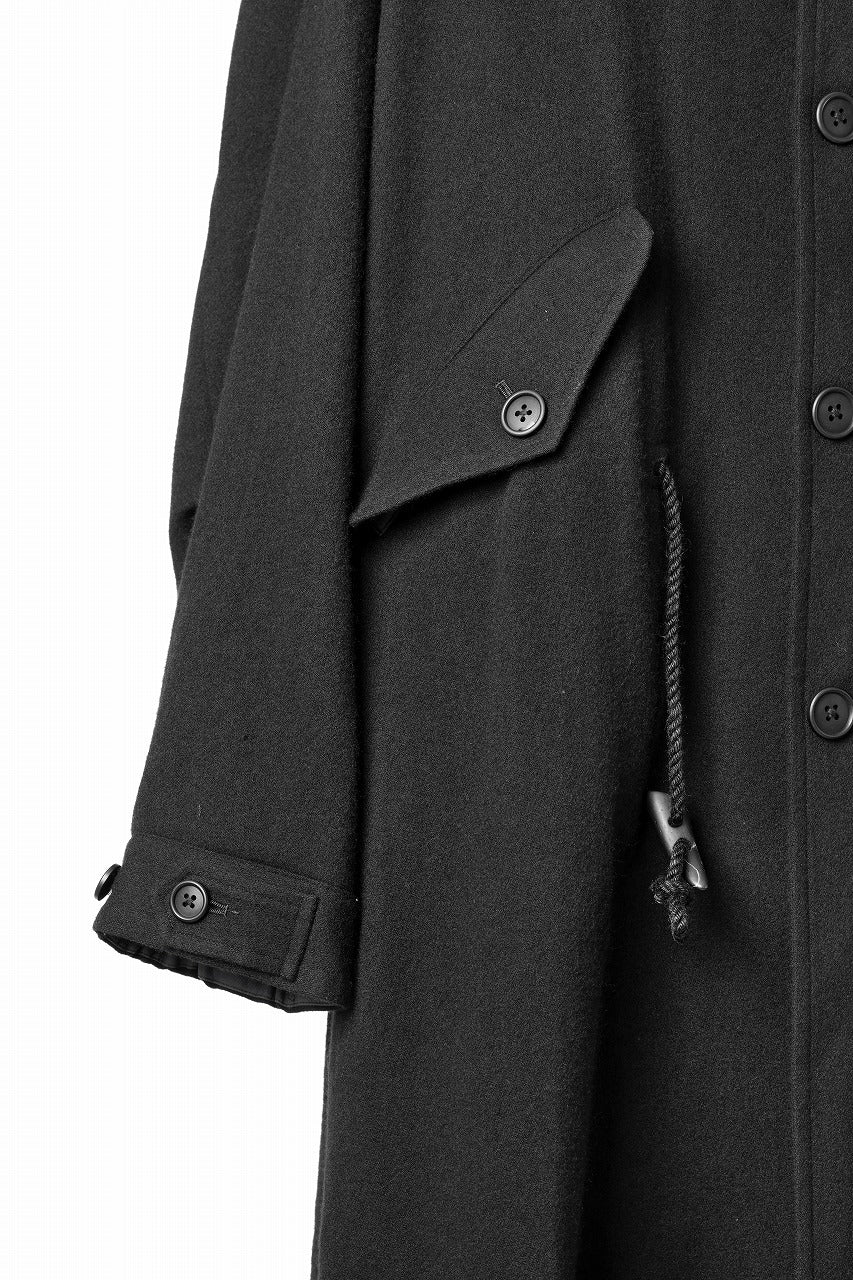 Y's for men MODS COAT WITH TOGGLE BUTTON / SMOOTH FLANNEL (BLACK) - Image 17