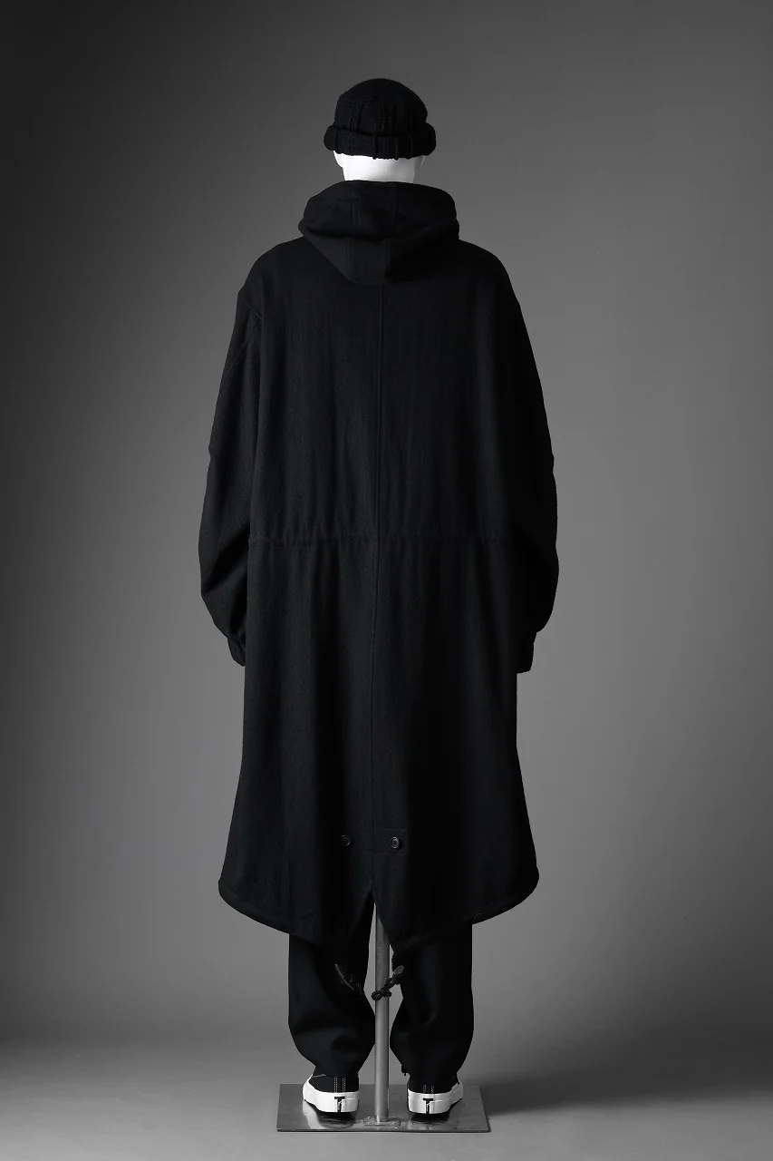 Y's for men MODS COAT WITH TOGGLE BUTTON / SMOOTH FLANNEL (BLACK) - Image 27
