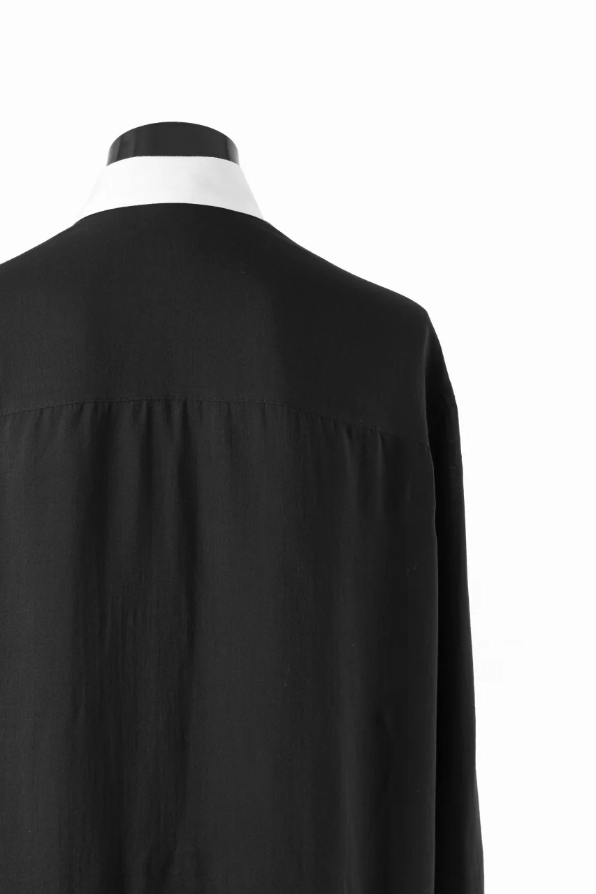 Y's for men MONOCHROME SAFARI POCKET SHIRT / CELLULOSE LAWN + COTTON (BLACK) - Image 13