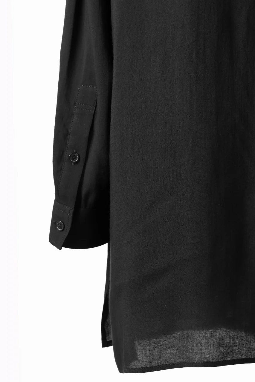 Y's for men MONOCHROME SAFARI POCKET SHIRT / CELLULOSE LAWN + COTTON (BLACK) - Image 14
