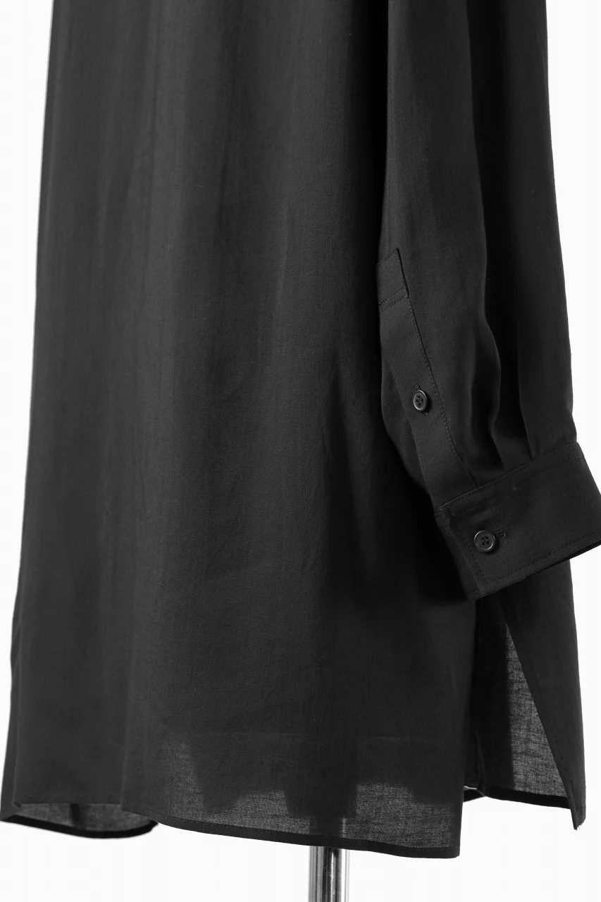Y's for men MONOCHROME SAFARI POCKET SHIRT / CELLULOSE LAWN + COTTON (BLACK) - Image 15