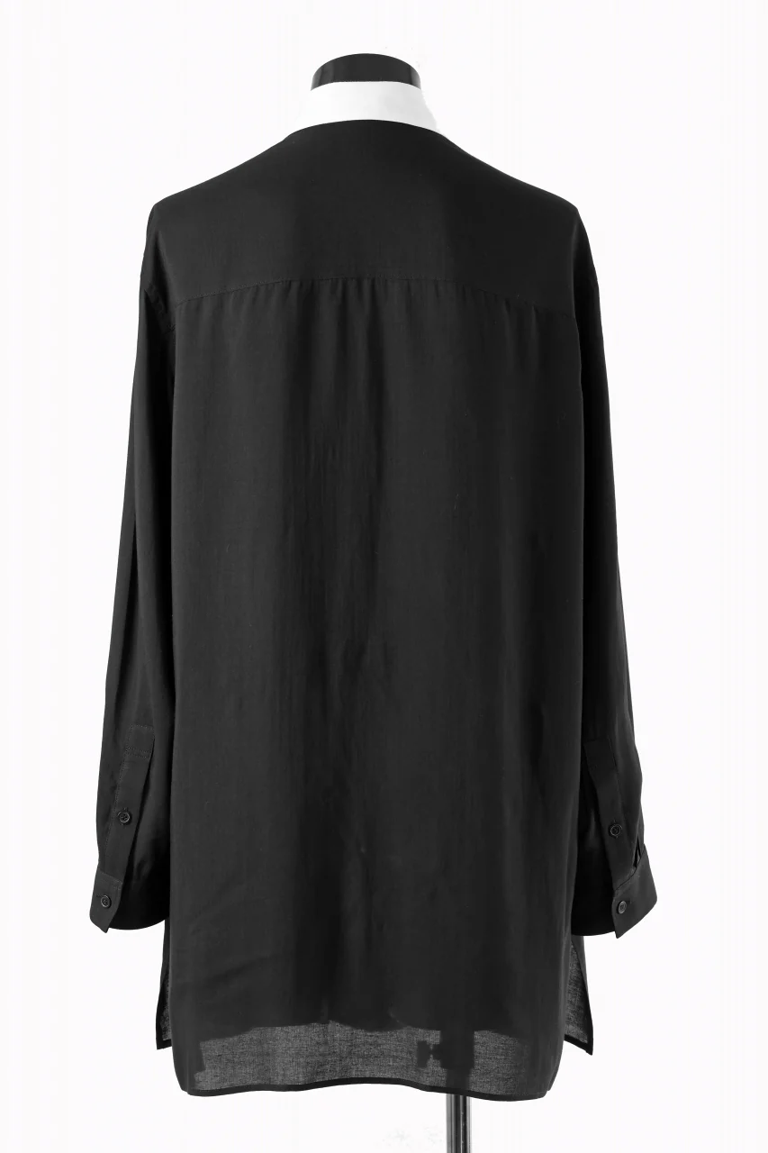 Y's for men MONOCHROME SAFARI POCKET SHIRT / CELLULOSE LAWN + COTTON (BLACK) - Image 4