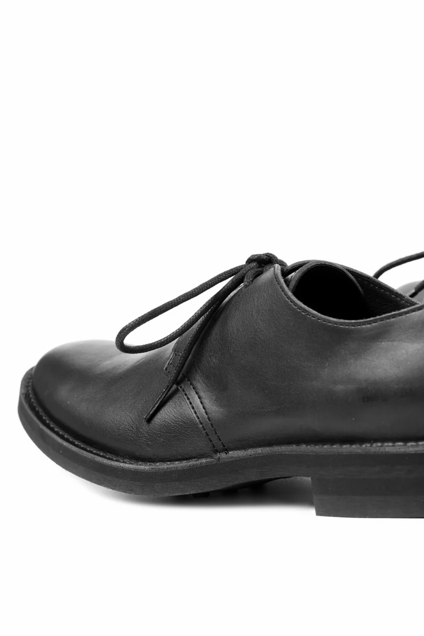 Y's for men PLAIN TOE SHOES / OIL WAX LEATHER (BLACK) - Image 12