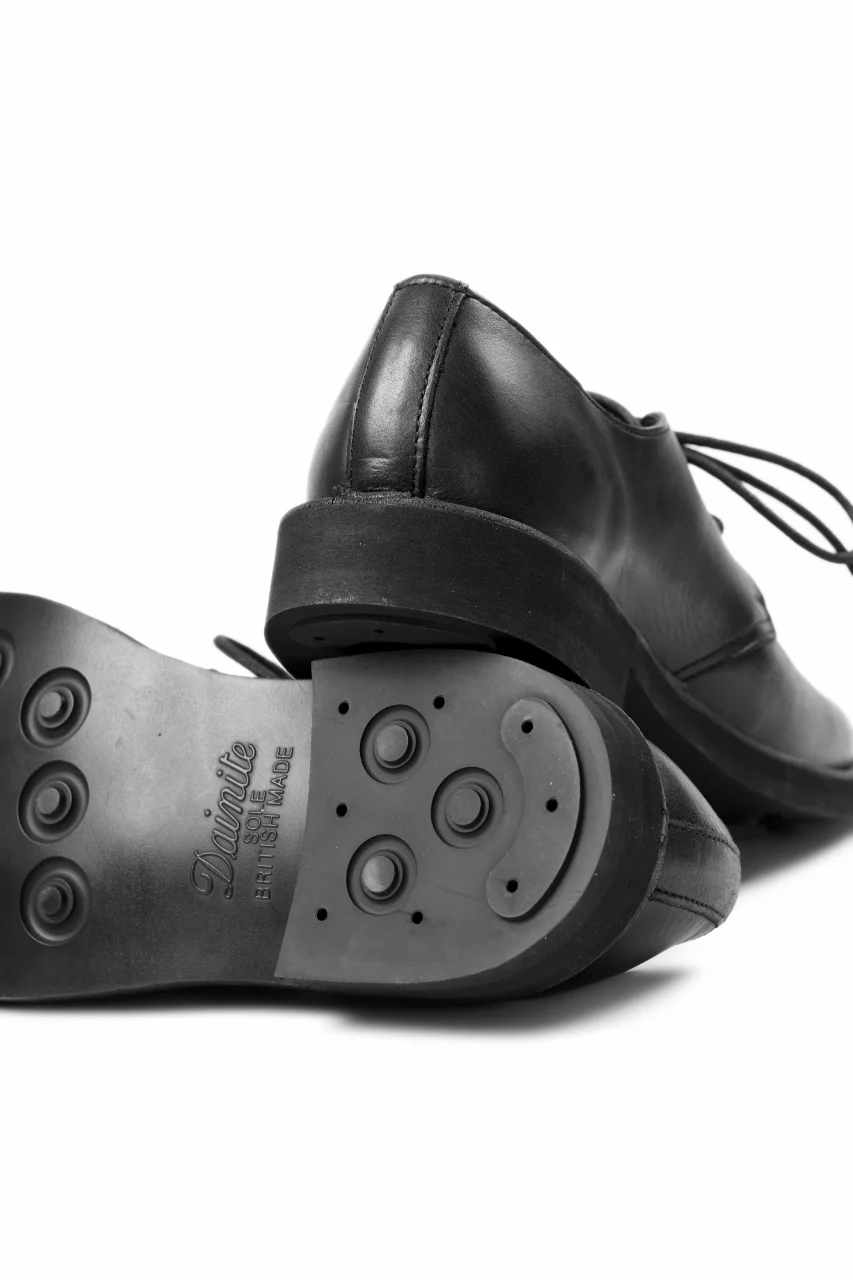 Y's for men PLAIN TOE SHOES / OIL WAX LEATHER (BLACK) - Image 15