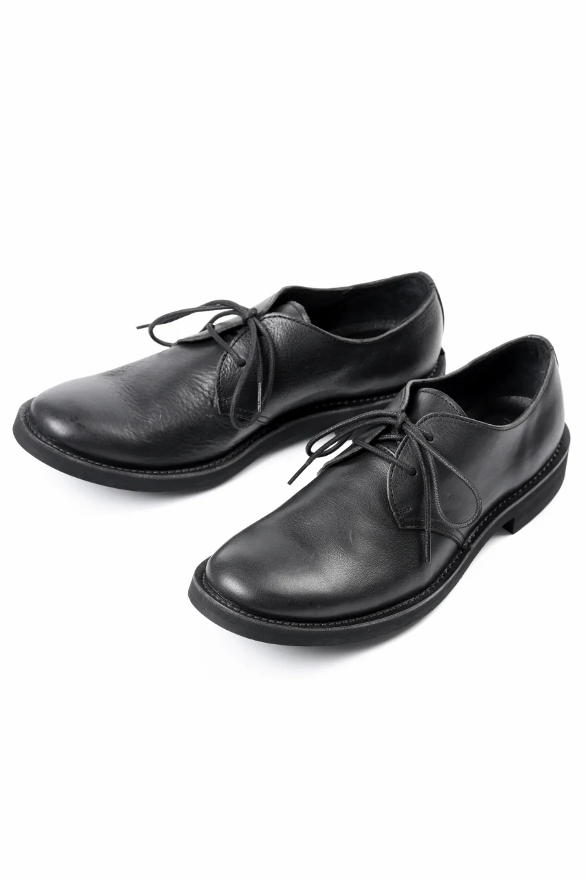Y's for men PLAIN TOE SHOES / OIL WAX LEATHER (BLACK) - Image 5