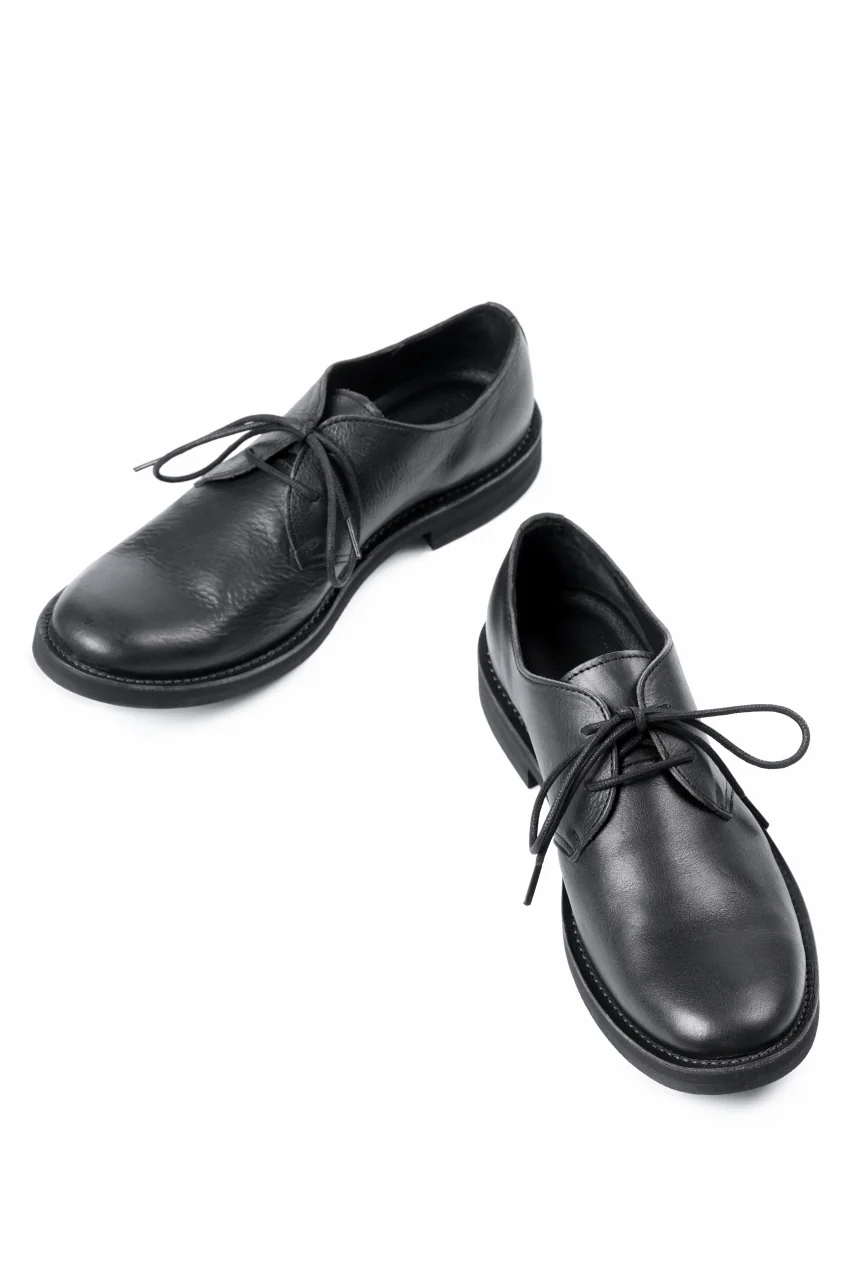 Y's for men PLAIN TOE SHOES / OIL WAX LEATHER (BLACK) - Image 6