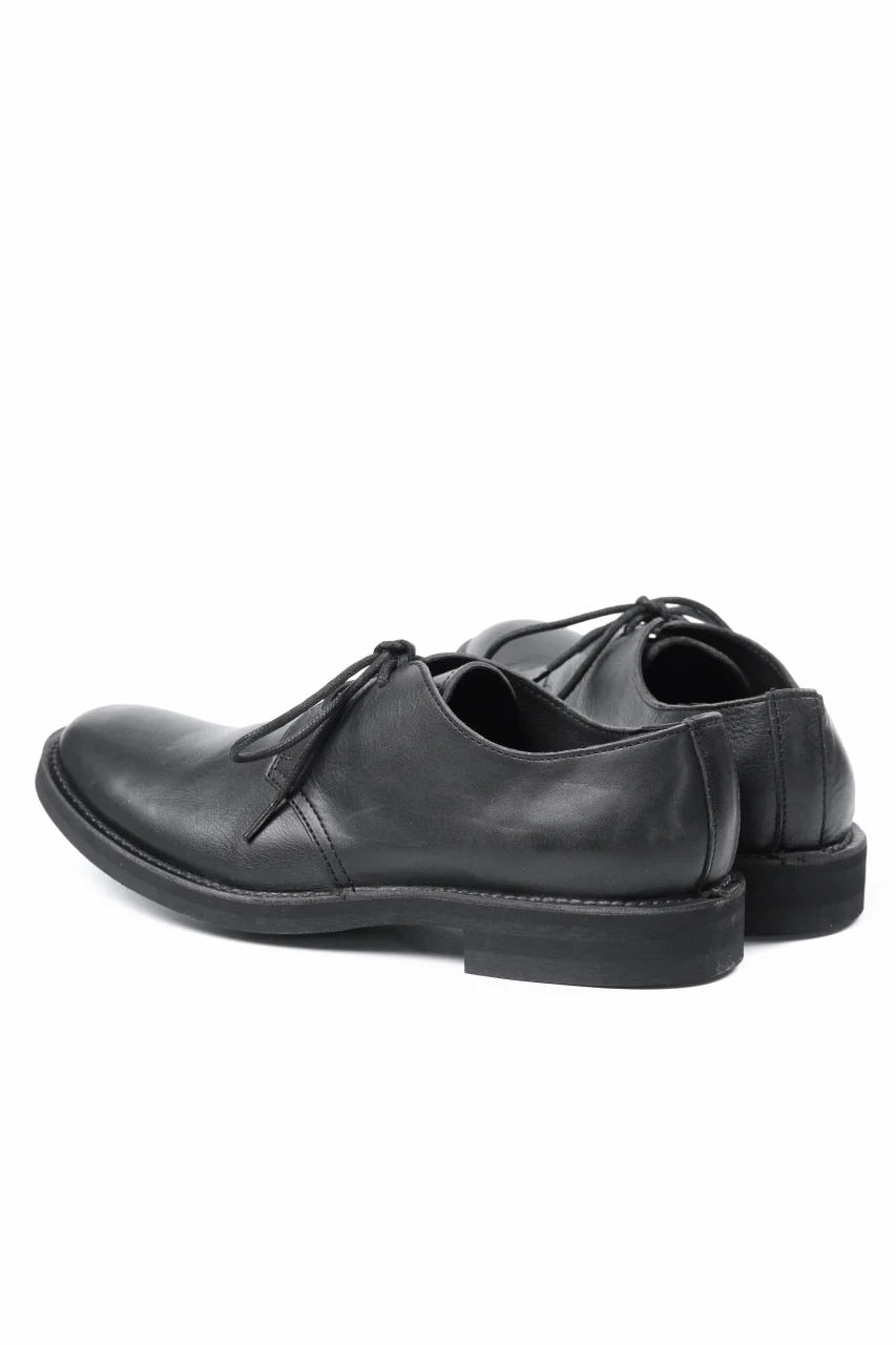 Y's for men PLAIN TOE SHOES / OIL WAX LEATHER (BLACK) - Image 7