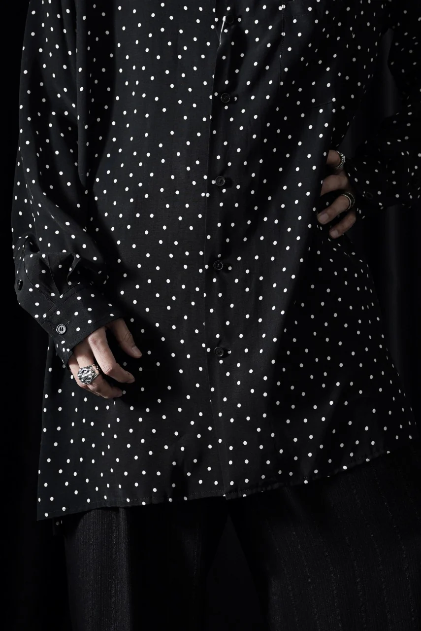 Y's for men POLKA DOT PATTERN FLUID OVERSHIRT / CUPRA & RAYON (BLACK) - Image 11