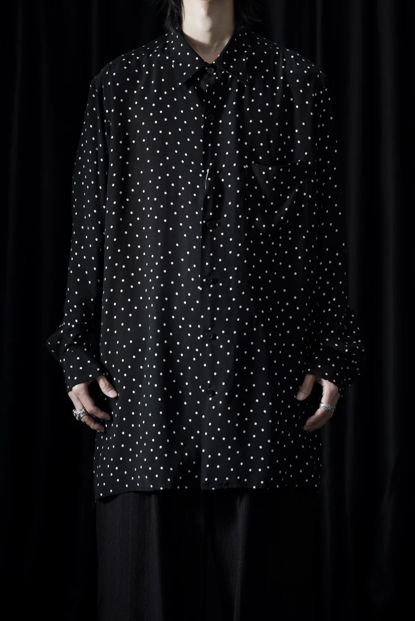 Y's for men POLKA DOT PATTERN FLUID OVERSHIRT / CUPRA & RAYON (BLACK) - Image 2