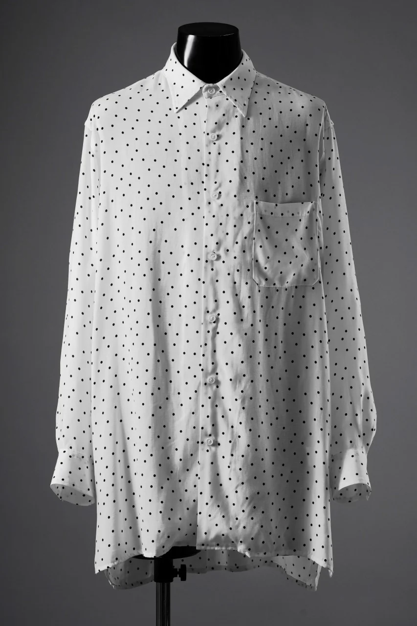 Y's for men POLKA DOT PATTERN FLUID OVERSHIRT / CUPRA & RAYON (WHITE)