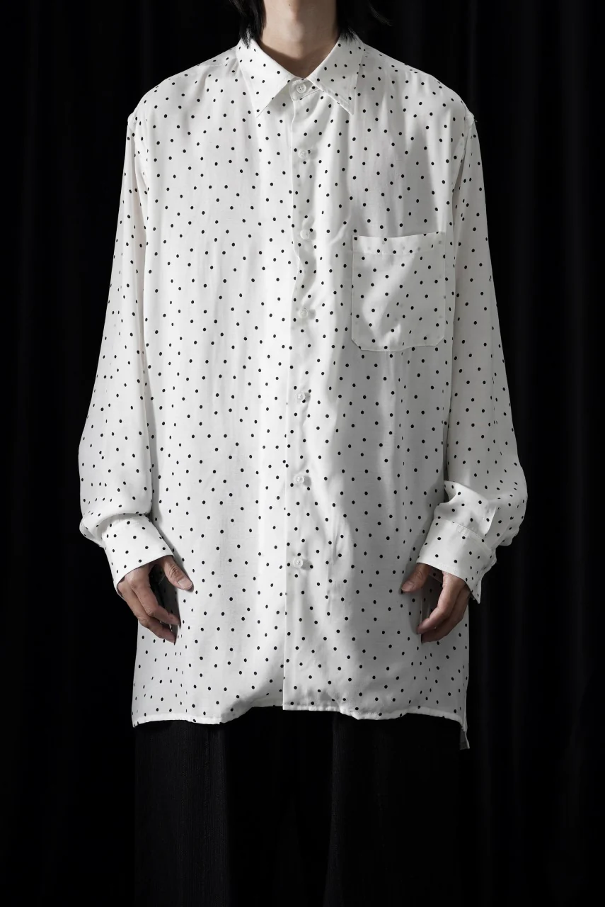 Y's for men POLKA DOT PATTERN FLUID OVERSHIRT / CUPRA & RAYON (WHITE) - Image 2