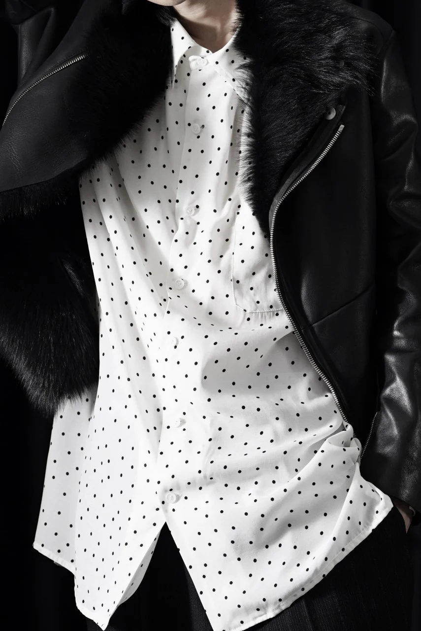 Y's for men POLKA DOT PATTERN FLUID OVERSHIRT / CUPRA & RAYON (WHITE) - Image 3