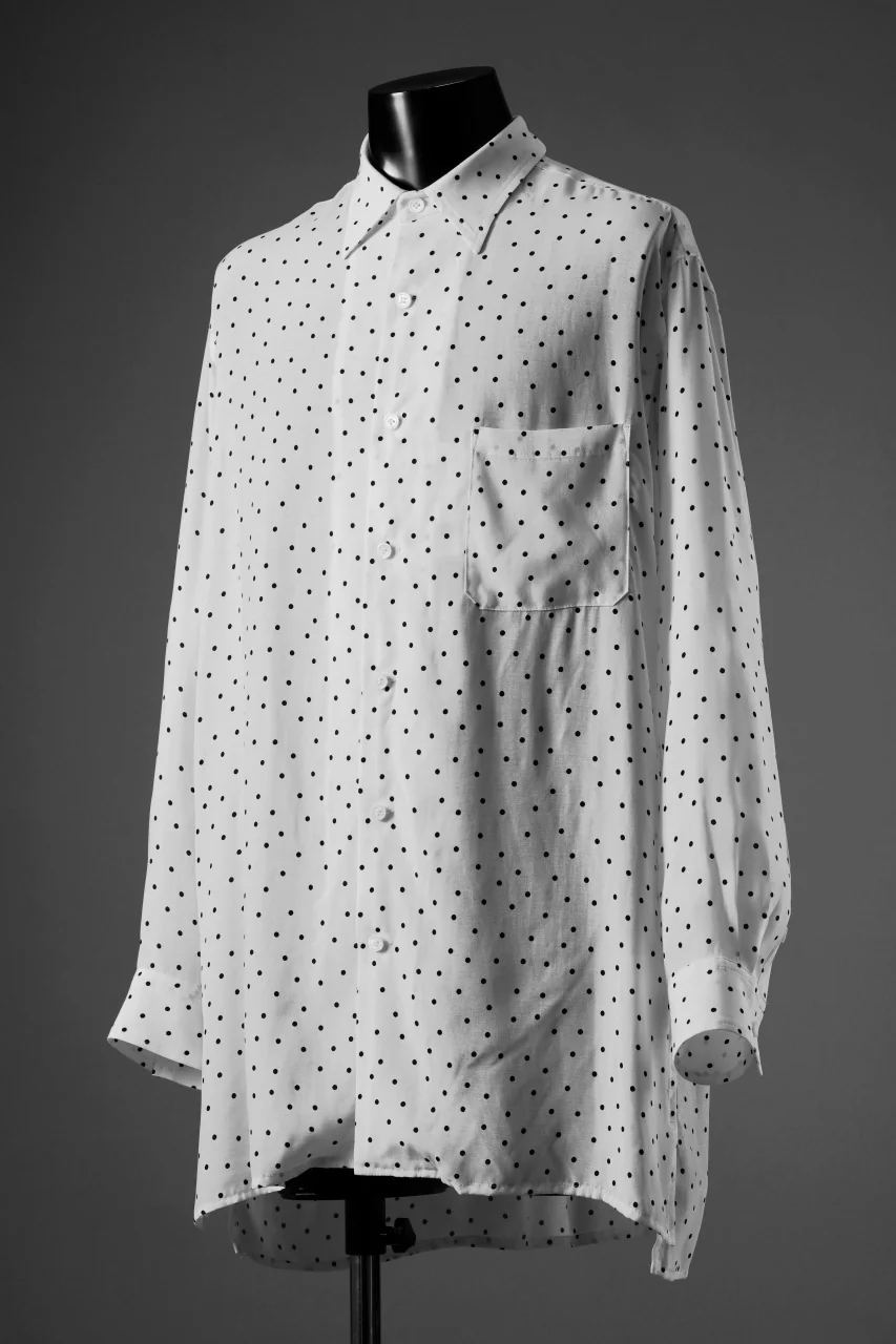 Y's for men POLKA DOT PATTERN FLUID OVERSHIRT / CUPRA & RAYON (WHITE) - Image 4