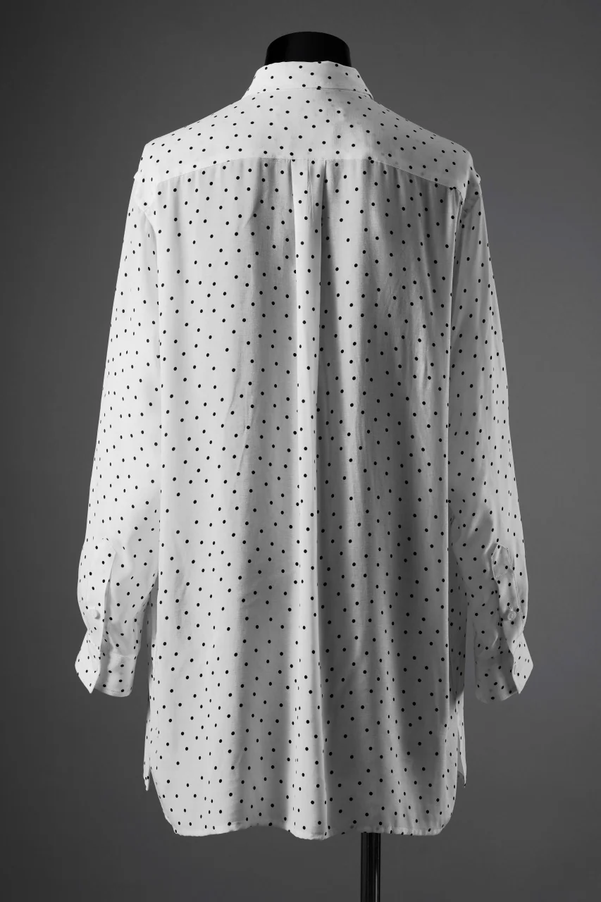 Y's for men POLKA DOT PATTERN FLUID OVERSHIRT / CUPRA & RAYON (WHITE) - Image 5