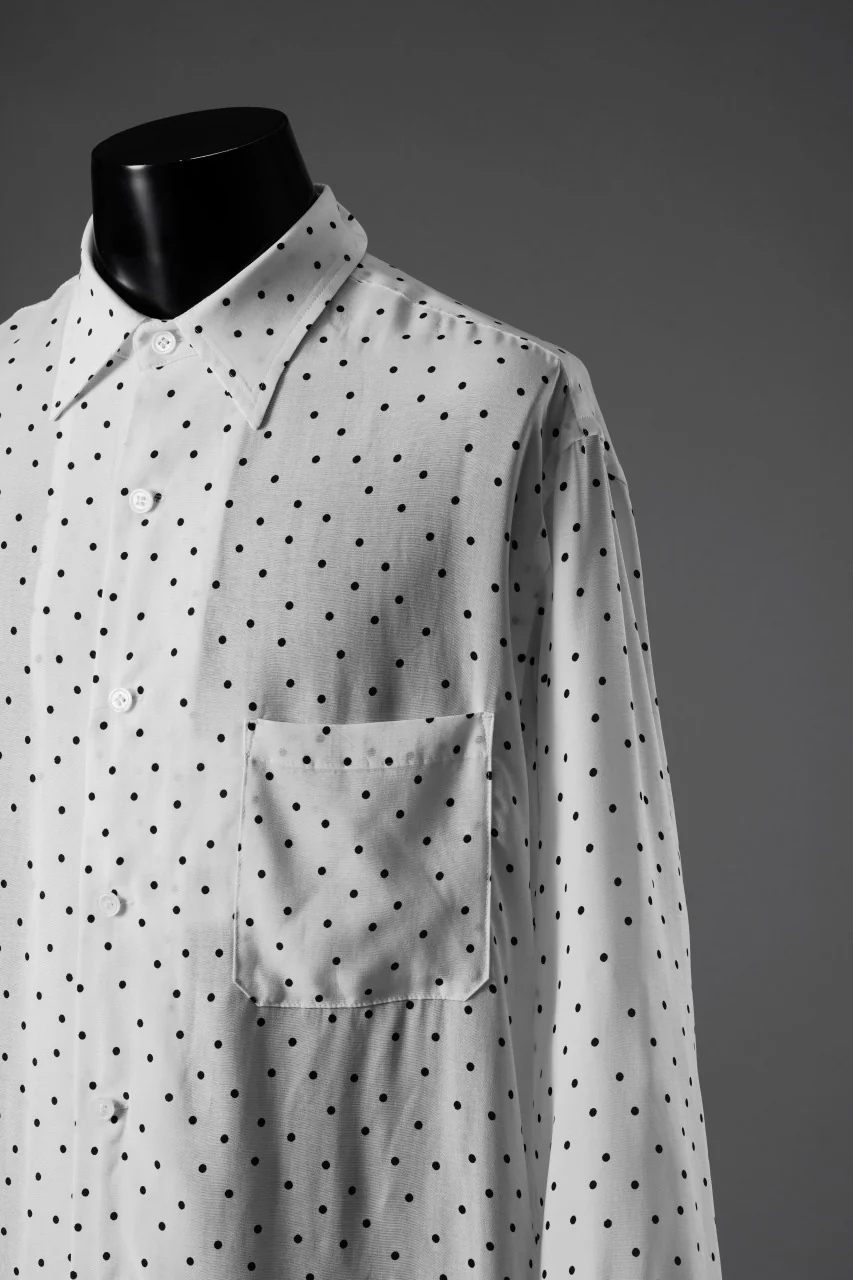 Y's for men POLKA DOT PATTERN FLUID OVERSHIRT / CUPRA & RAYON (WHITE) - Image 6