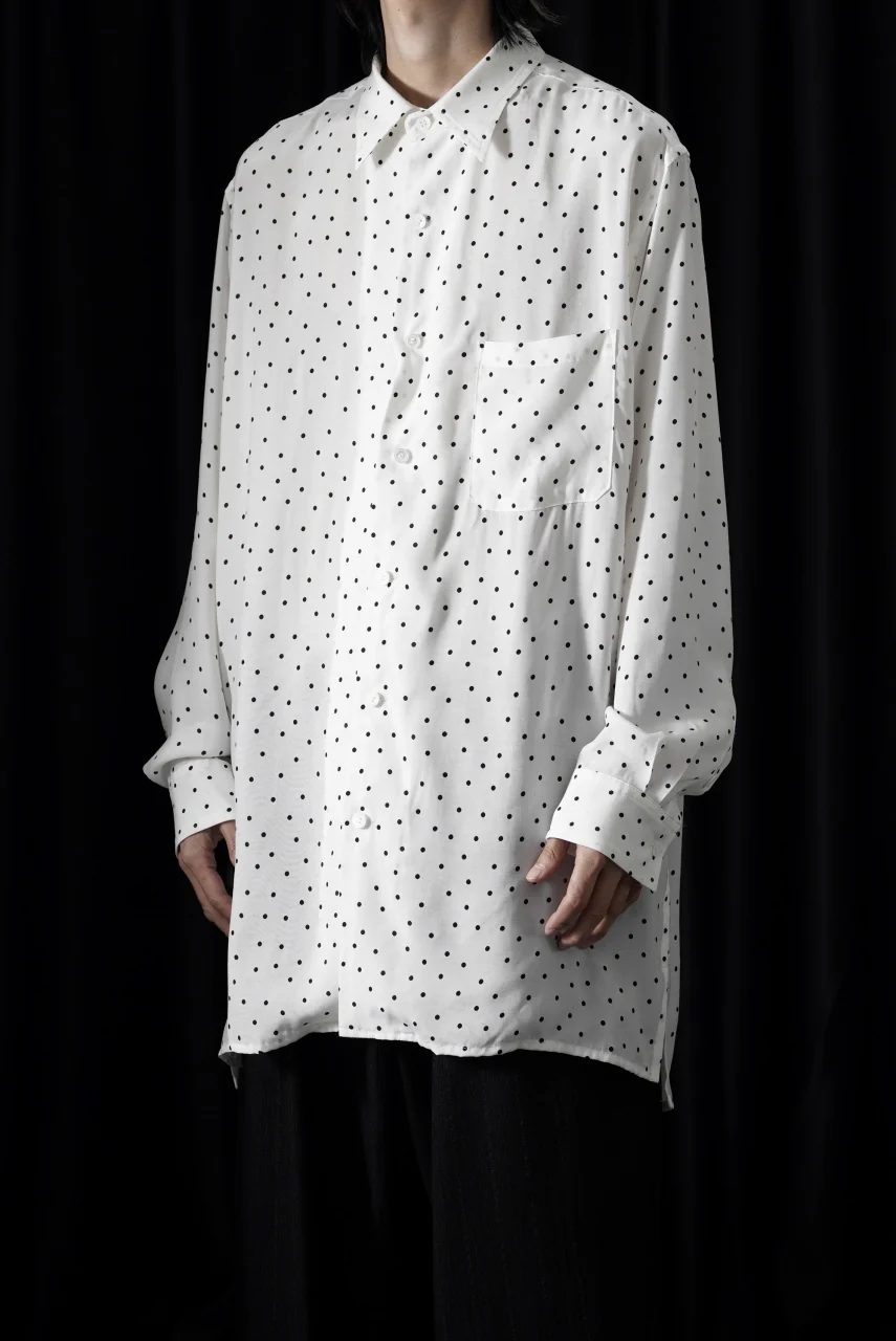 Y's for men POLKA DOT PATTERN FLUID OVERSHIRT / CUPRA & RAYON (WHITE) - Image 9