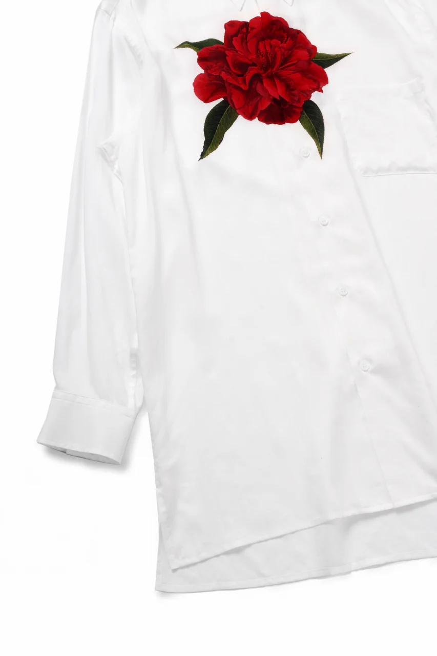 Y's for men REGULAR COLLAR SHIRT WITH RED FLOWER PRINT (WHITE) - Image 6