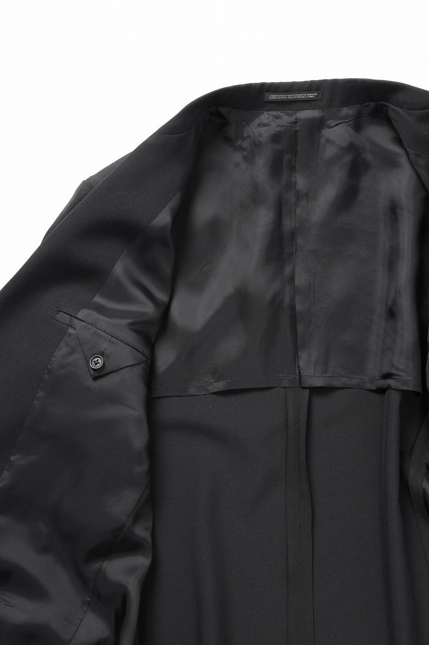 Y's for men RIGHT POCKET JACKET / WRINKLED WOOL GABARDINE (BLACK) - Image 10