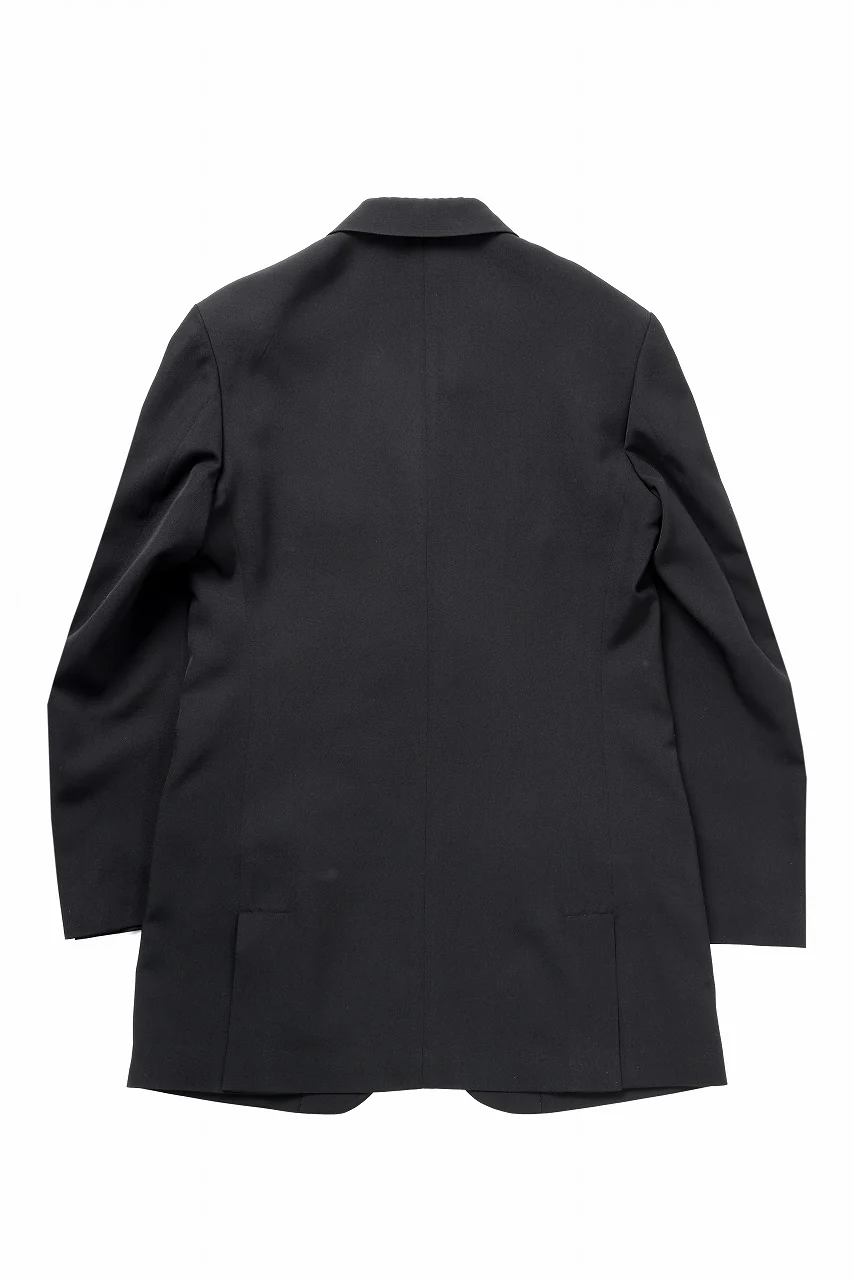 Y's for men RIGHT POCKET JACKET / WRINKLED WOOL GABARDINE (BLACK) - Image 3