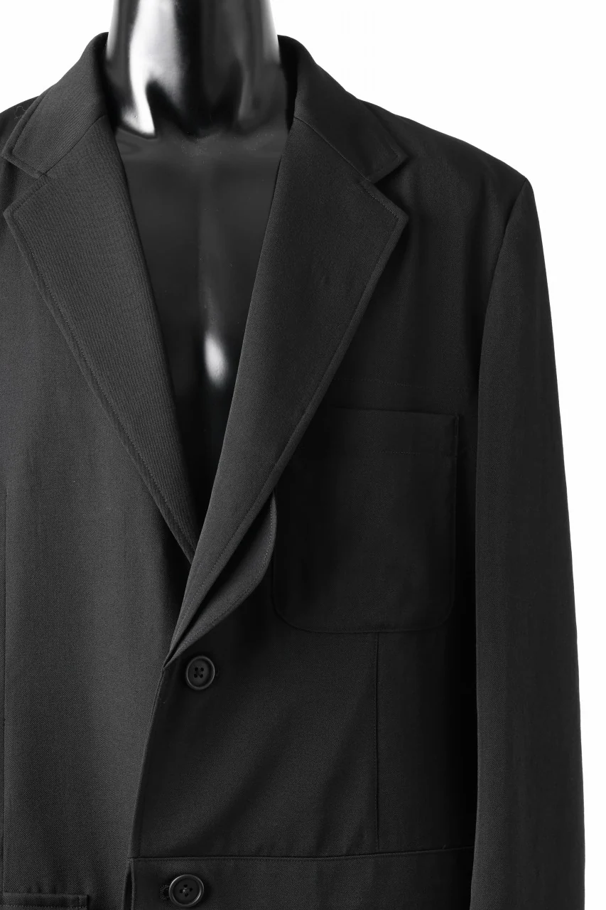 Y's for men SHAVED CLOTH JACKET / WRINKLED GABARDINE (BLACK) - Image 14