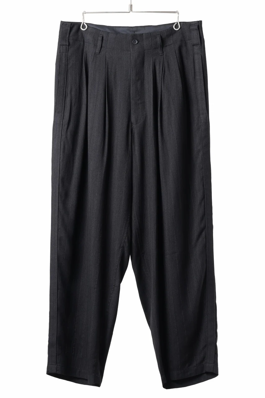 Y's for men SIDE TAPE SUIT PANTS / RAYON HEATHER STRIPE #A (BLACK)