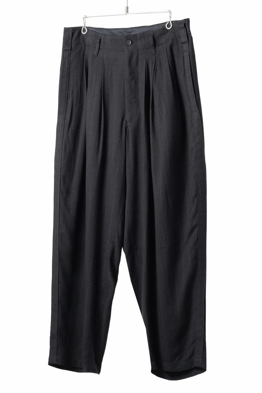 Y's for men SIDE TAPE SUIT PANTS / RAYON HEATHER STRIPE #A (BLACK) - Image 2