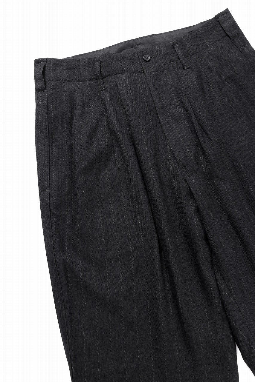 Y's for men SIDE TAPE SUIT PANTS / RAYON HEATHER STRIPE (BLACK) - Image 6