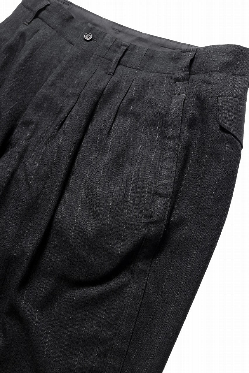 Y's for men SIDE TAPE SUIT PANTS / RAYON HEATHER STRIPE (BLACK) - Image 8