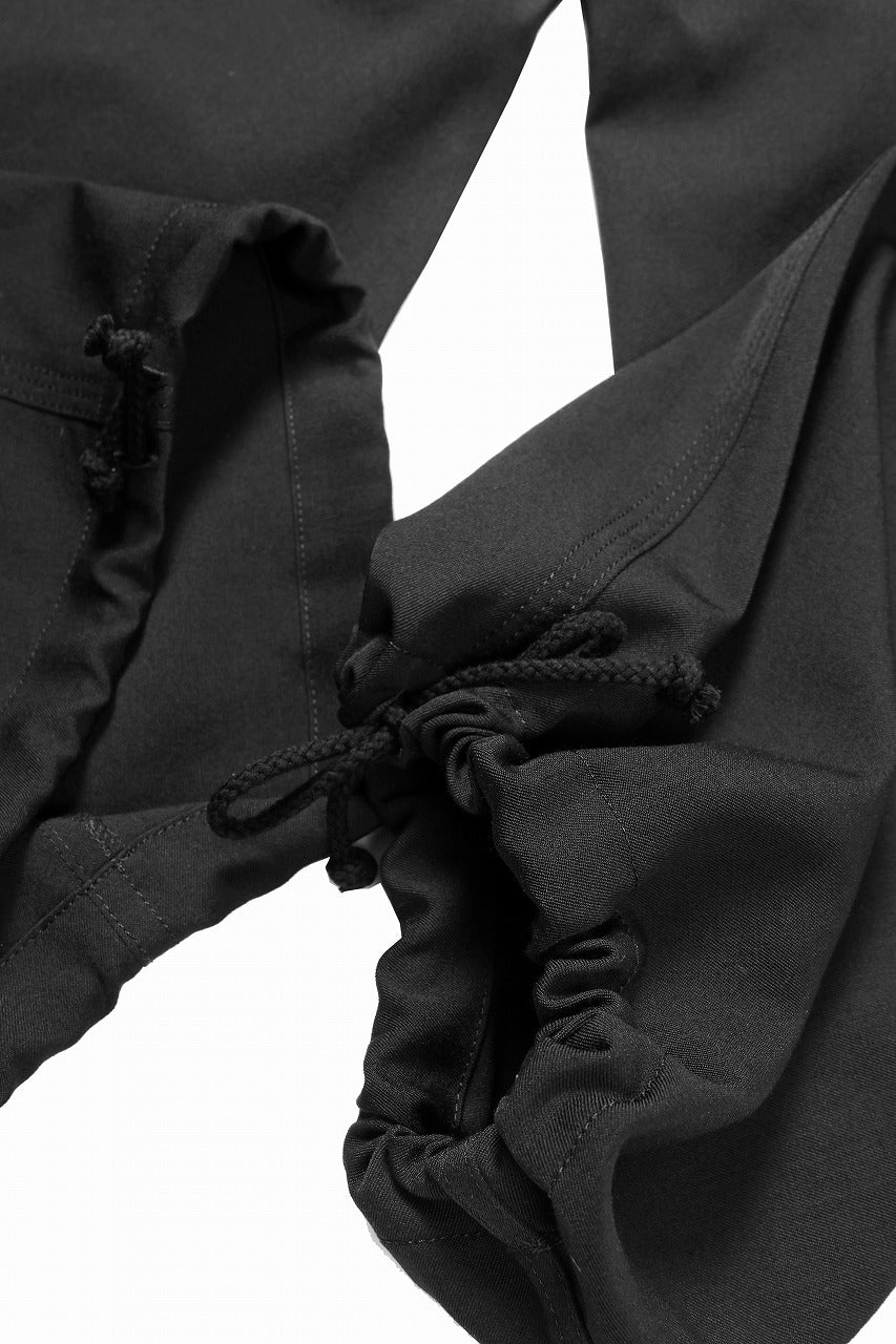 Y's for men SIDE TRIPLE STITCH CARGO PANTS / WRINKLED WOOL GABARDINE (BLACK) - Image 10