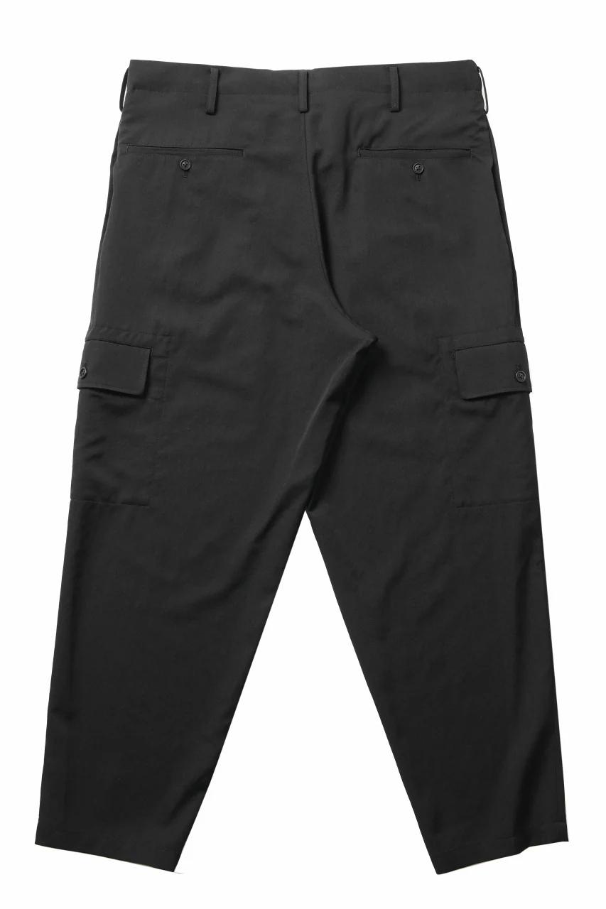 Y's for men SIDE TUCK CARGO POCKET PANTS / WRINKLED GABARDINE (BLACK) - Image 10