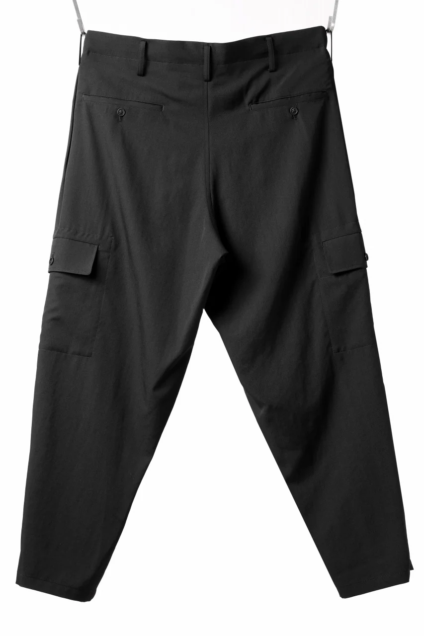 Y's for men SIDE TUCK CARGO POCKET PANTS / WRINKLED GABARDINE (BLACK) - Image 13